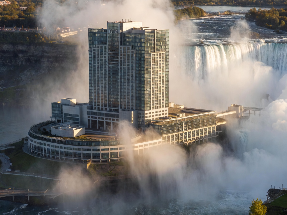 Fallsview Casino Resort complex standing tall above the Niagara Falls mist