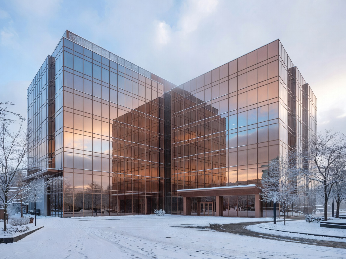 JW Marriott Parq Vancouver exterior during winter with copper glass reflecting the sky